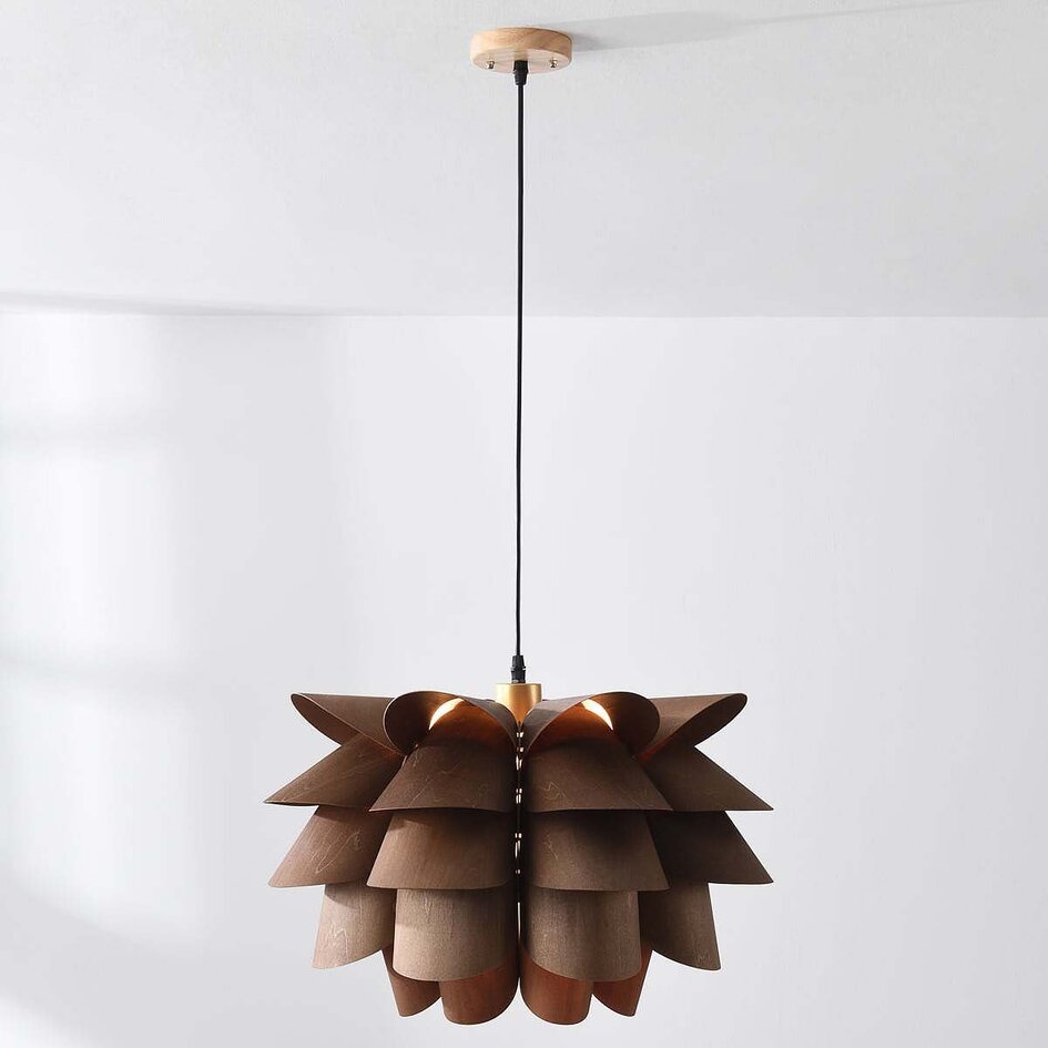Moderne hanglamp Mucai met donkere houttint