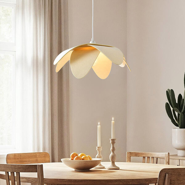 Hanglamp Tsuki van vilt in gebroken wit