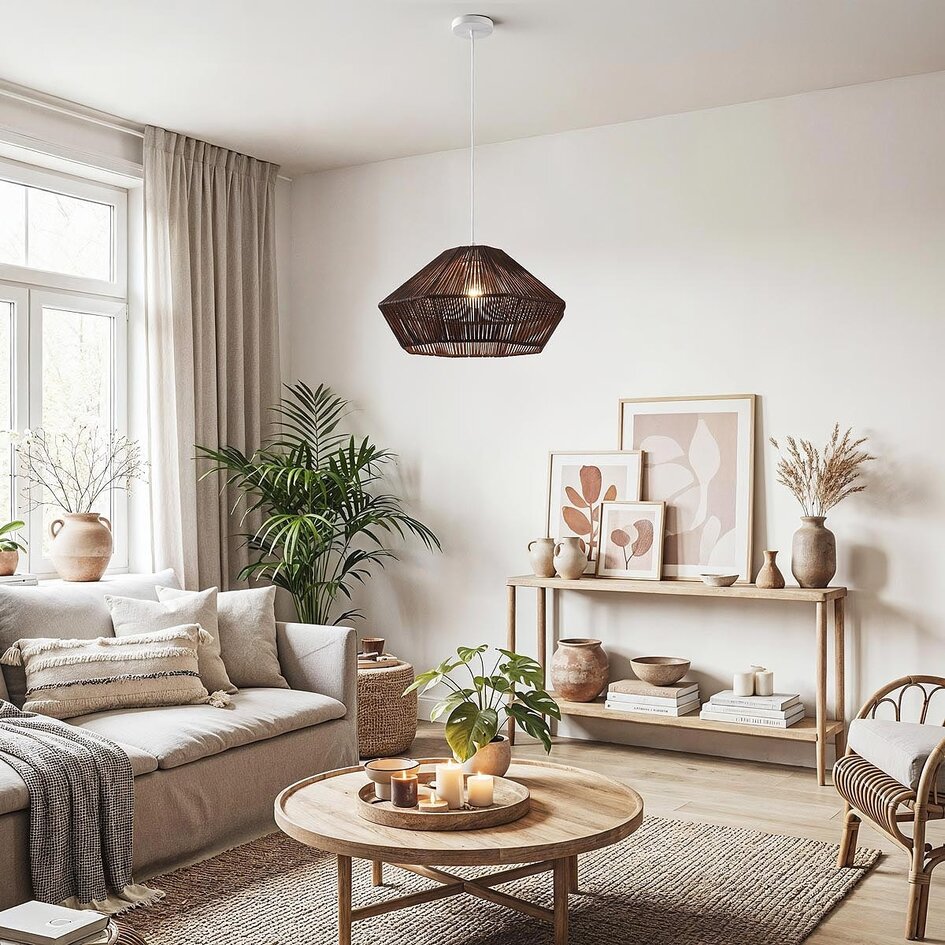 Hanglamp Mizu van terylene - donkerbruin
