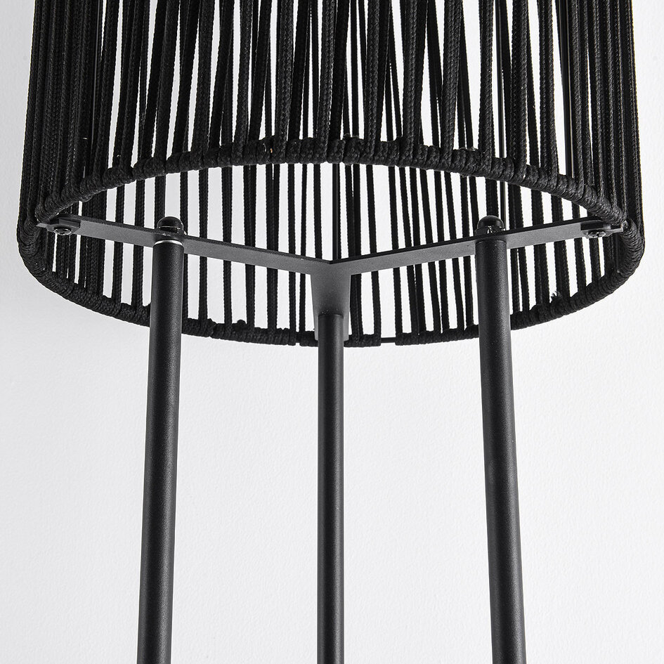 Staande solar buitenlamp Vinta, 3-staps dimbare LEDs en gevlochten touw, zwart