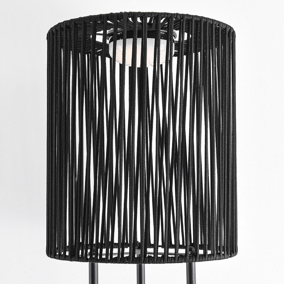 Staande solar buitenlamp Vinta, 3-staps dimbare LEDs en gevlochten touw, zwart