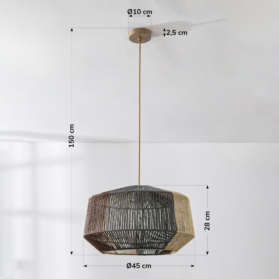 Hanglamp Ravon van driekleurig gevlochten touw