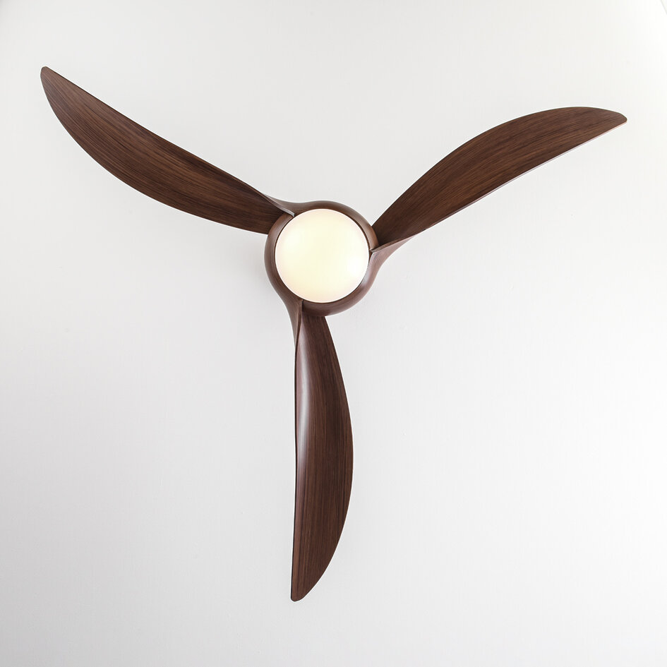 Plafondventilator met LEDs en aanpasbare kleurtemperatuur in donkerbruine houtoptiek - Wieke