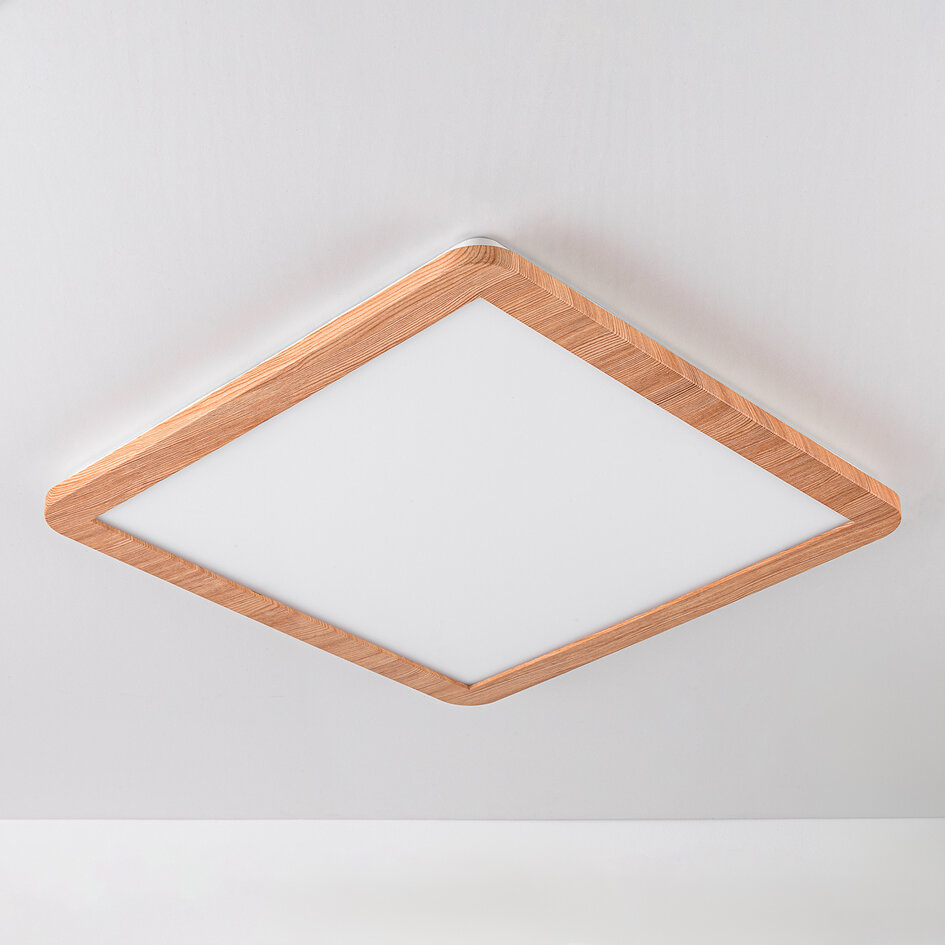 Moderne plafondlamp Celeste in houtoptiek, 3-staps dimbaar