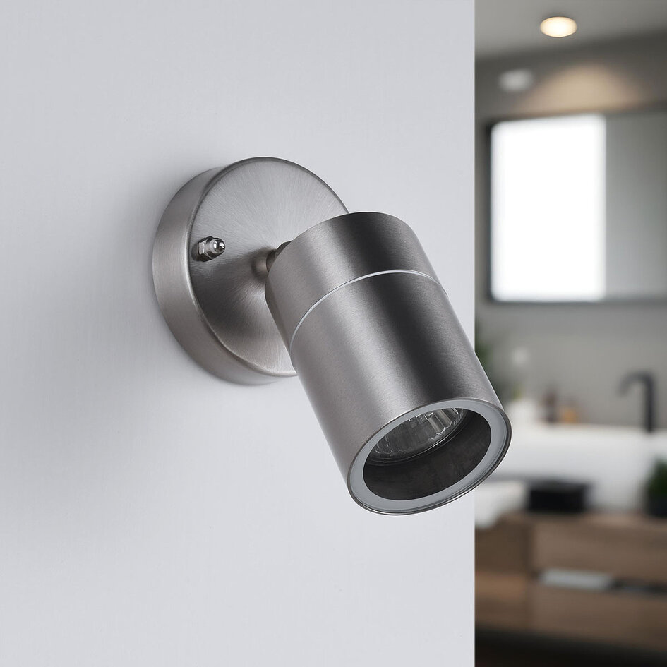 RVS wandspot voor badkamer Lola, 1-lichts