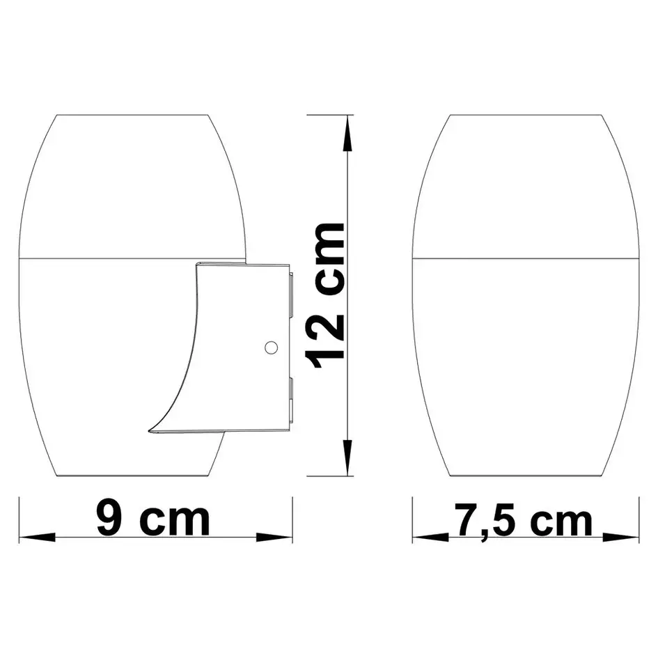 Ovale badkamerwandlamp 1-lichts in zwart