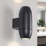 Ovale zwarte wandlamp voor badkamer, 2-lichts