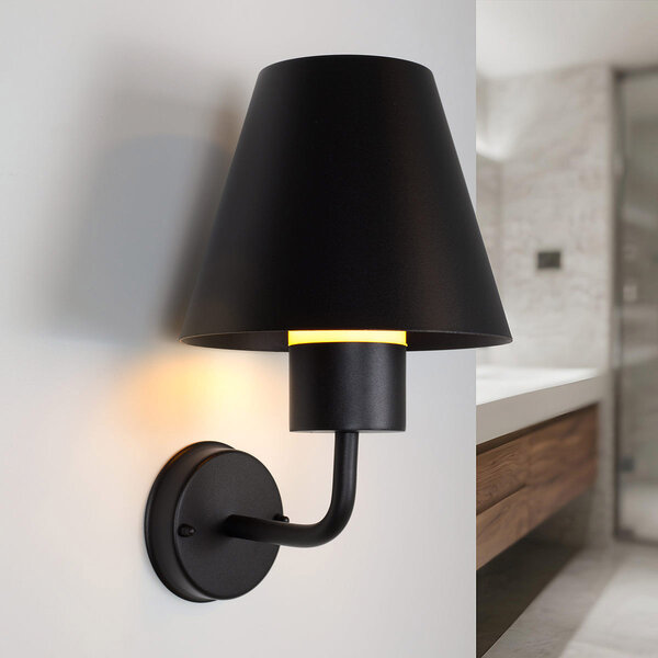 RVS badkamer wandlamp met lampenkap Michelle - zwart