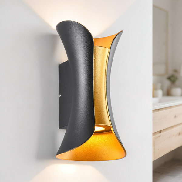 2-lichts design badkamer wandlamp Else - zwart met goud