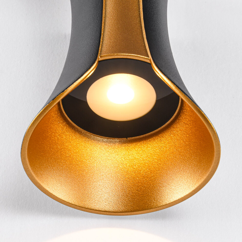 2-lichts design badkamerwandlamp Else in zwart met goud