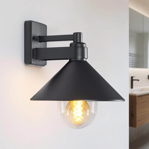 Retro badkamer wandlamp - zwart