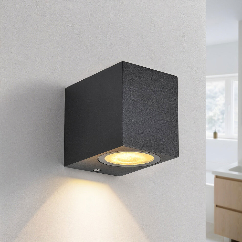 Vierkante badkamerlamp Wolfie - zwart