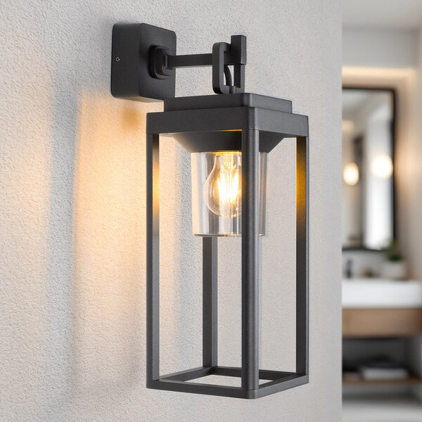 1-lichts wandlamp voor badkamer Cristiano - antraciet met transparante kap