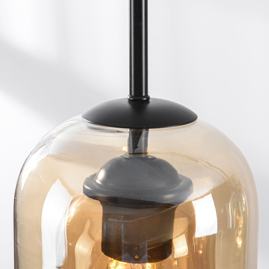 Design hanglamp Tovano 3-lichts van amber glas