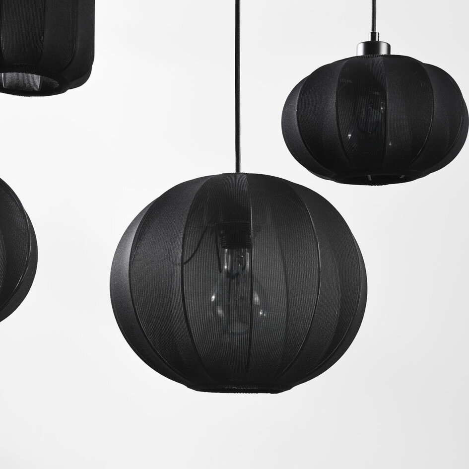 5-lichts hanglamp Karima - zwart