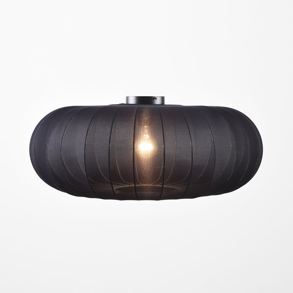 Plafondlamp Celara met stoffen kap - zwart Ø 70 cm