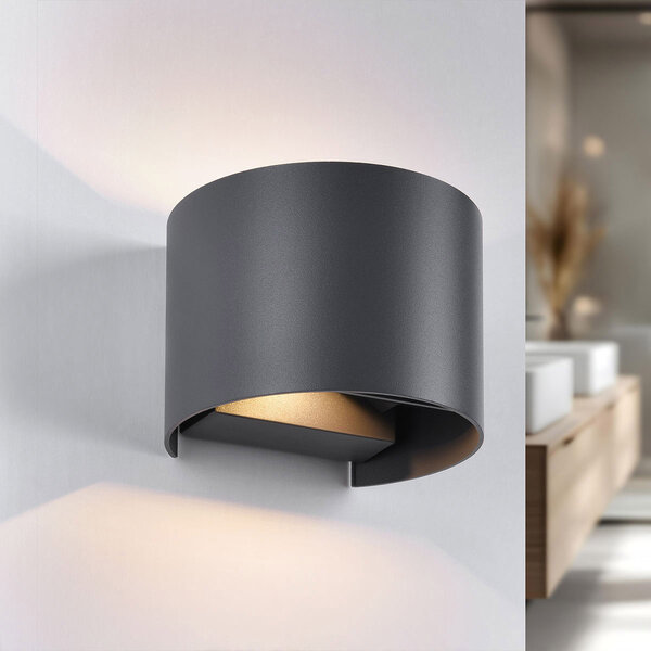 Wandlamp voor badkamer Lizzy met verstelbare kleppen - antraciet