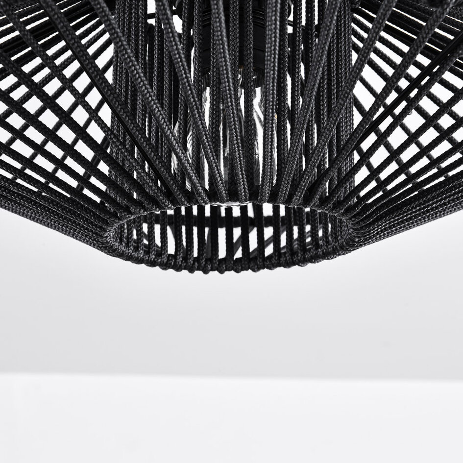 Badkamerlamp Woven van gevlochten touw in zwart