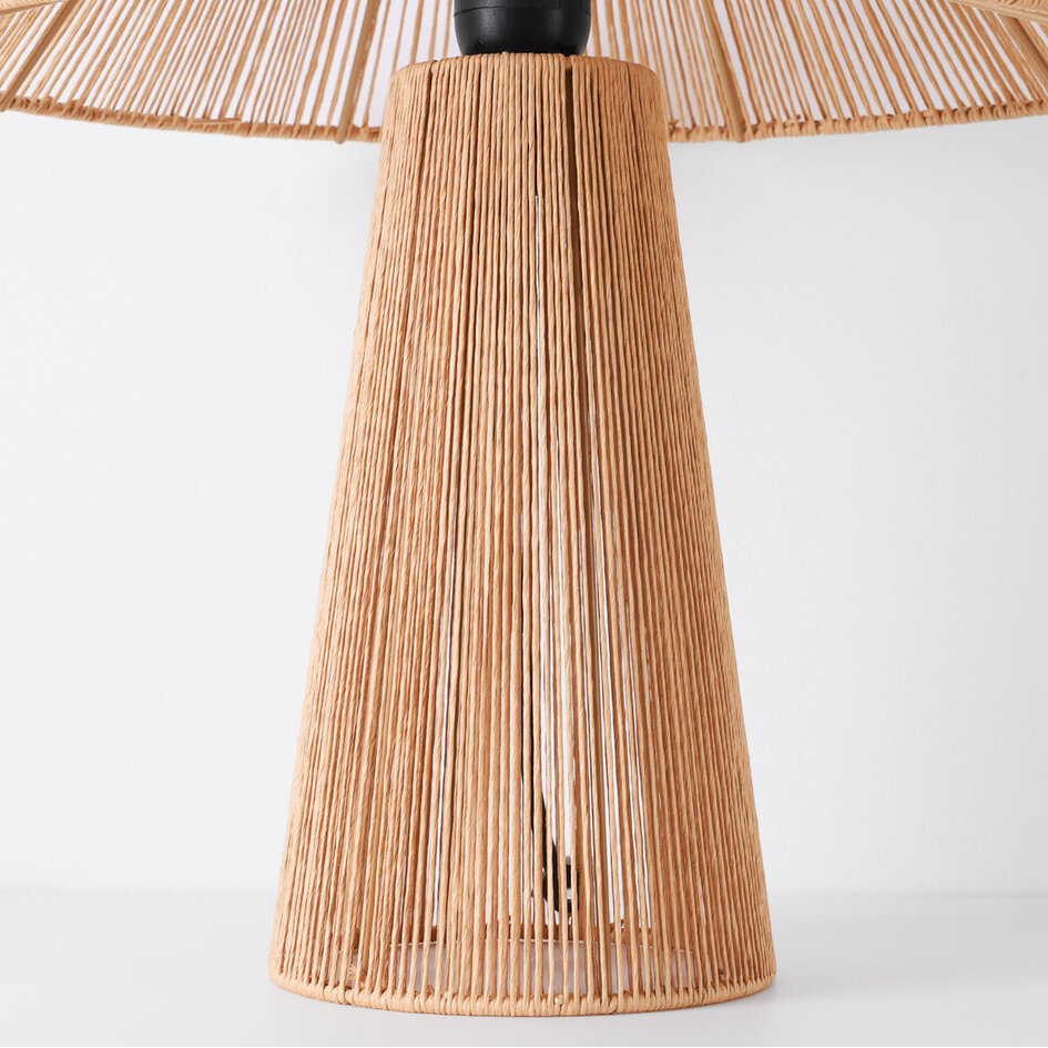 Boho tafellamp Naito van natuurlijk gevlochten touw