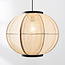 Japandi hanglamp Chairo - naturel linnen en zwart hout