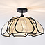 Design plafondlamp Yama - linnen met zwarte afwerking