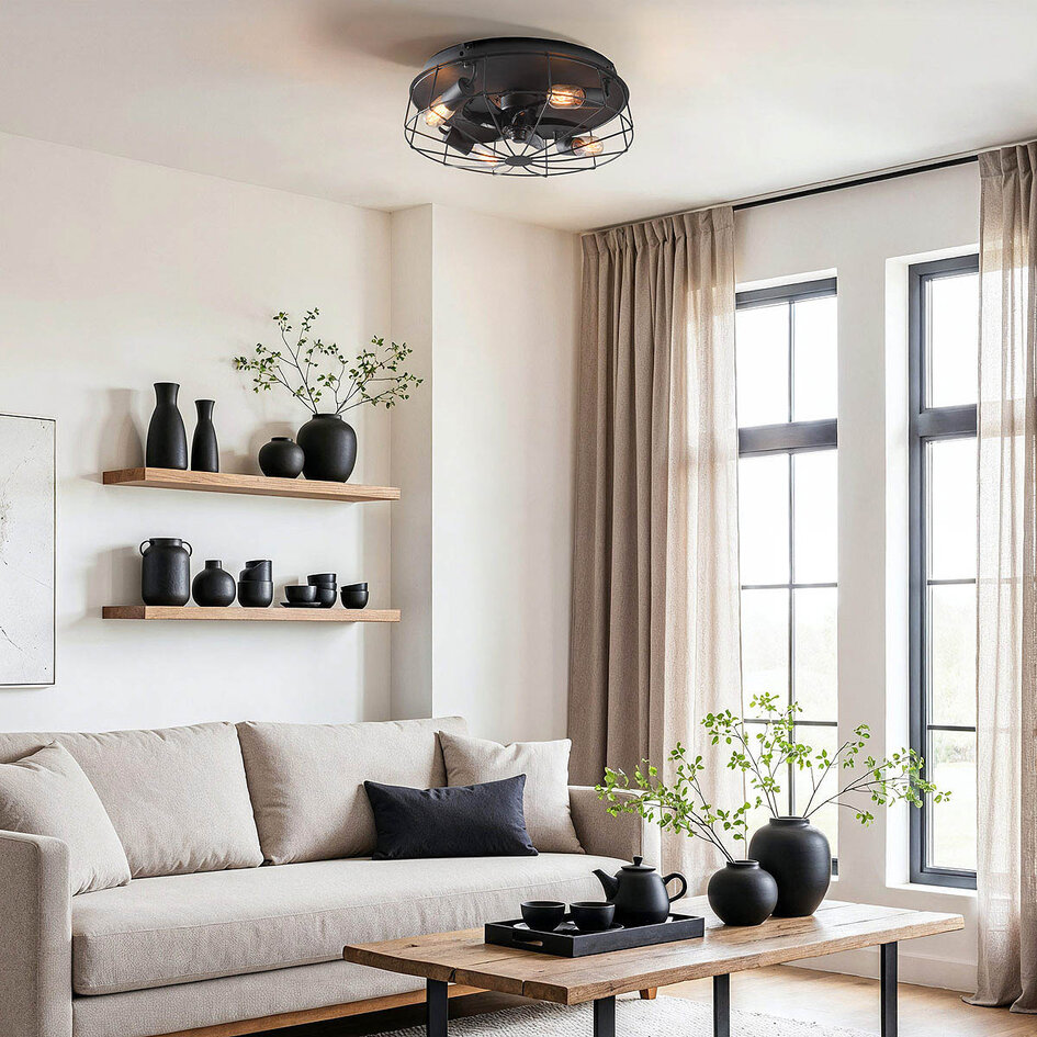 Industriële plafondventilator zwart - Fistik