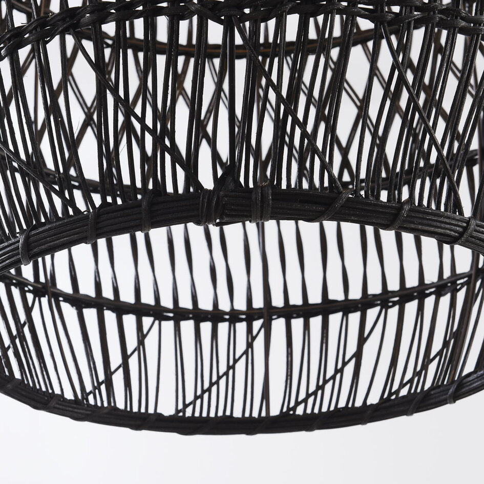 Hanglamp Hinra van rotan - zwart