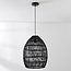 Hanglamp Hinra van rotan - zwart