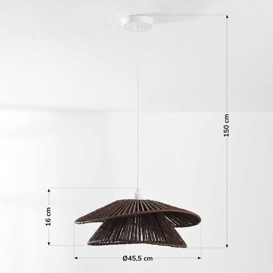 Natuurlijke hanglamp Osaka van bruin touw met wit armatuur