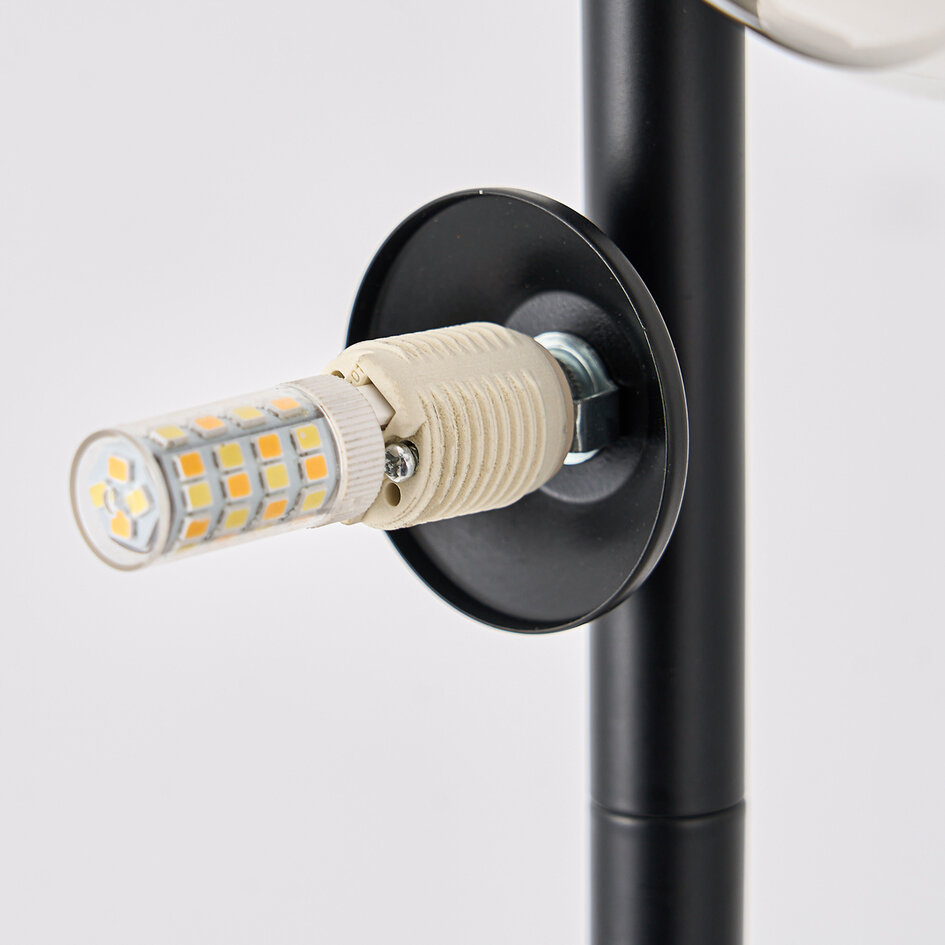Vloerlamp Tyson 5-lichts in zwart met smoke glas