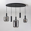 5-lichts hanglamp Yoku - zwart en rookglas
