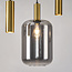 Hanglamp Yoku met rookglas en messing-gouden details, 5-lichts