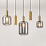 Hanglamp Yoku met rookglas en messing-gouden details, 5-lichts