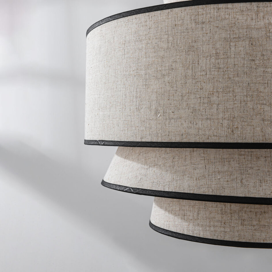 Hanglamp wit met 3-laagse stoffen kap - Zenza