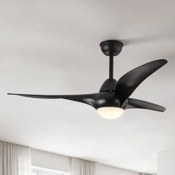 Zwarte plafondventilator Wieke met LEDs en aanpasbare kleurtemperatuur