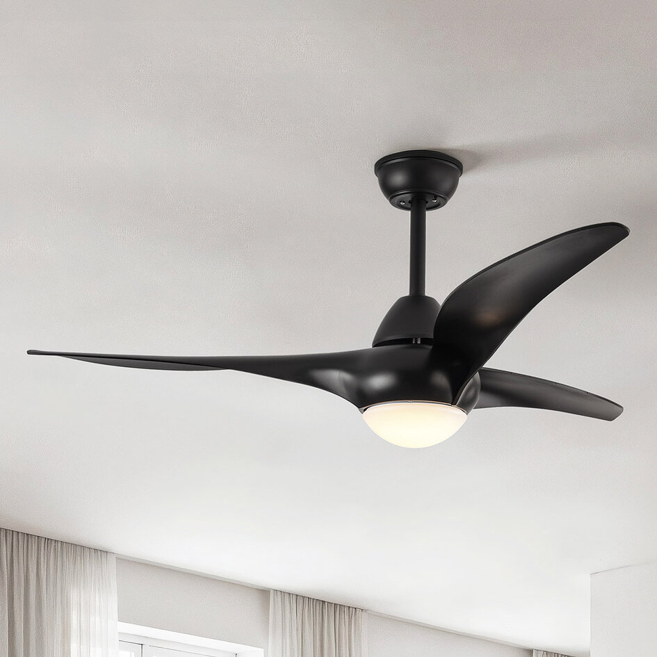 Zwarte plafondventilator Wieke met LEDs en aanpasbare kleurtemperatuur