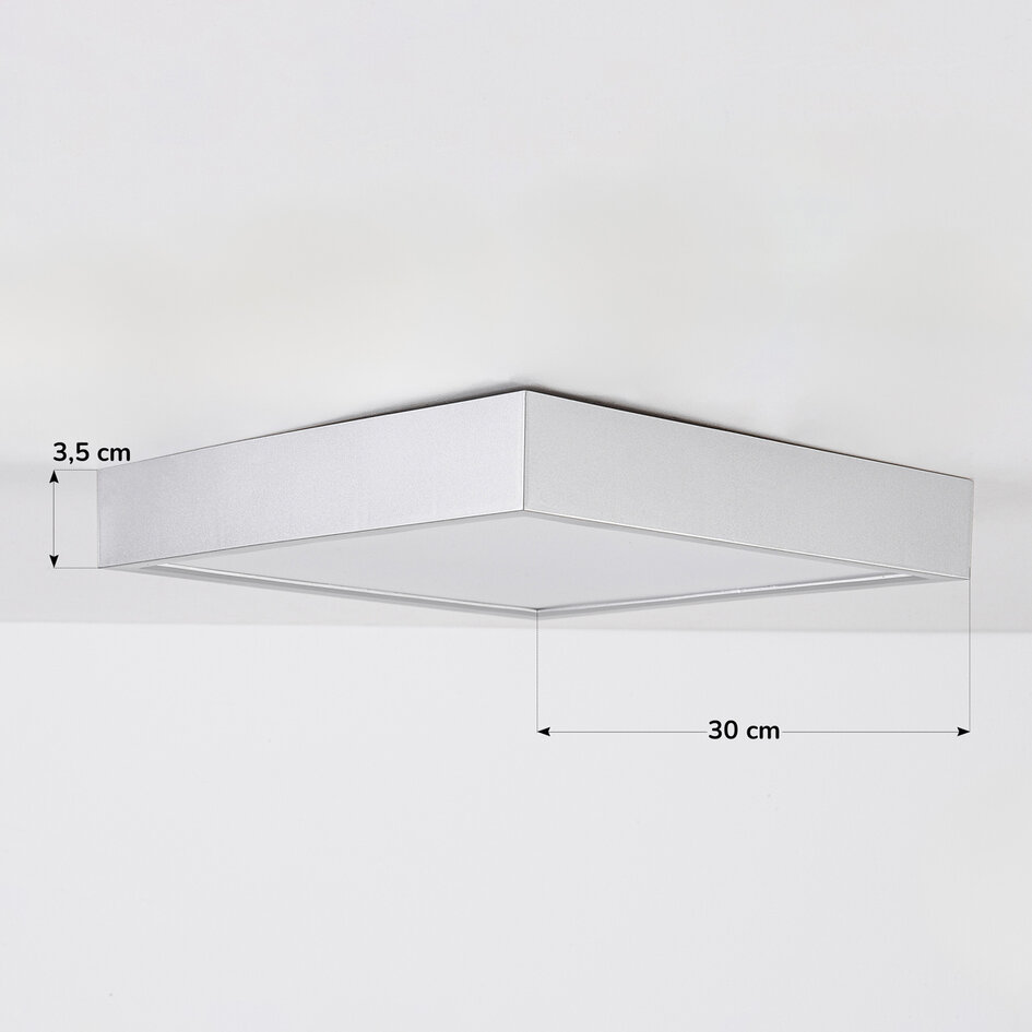 Vierkante plafondlamp met melkwitte kap en 3-staps dimbare LEDs - Joelle