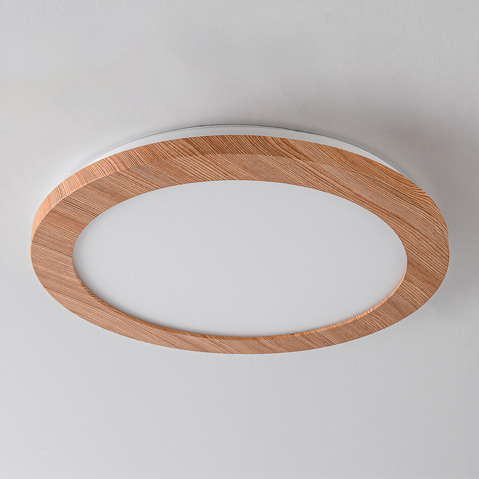 Plafondlamp 3-staps dimbaar met houten rand - Camille
