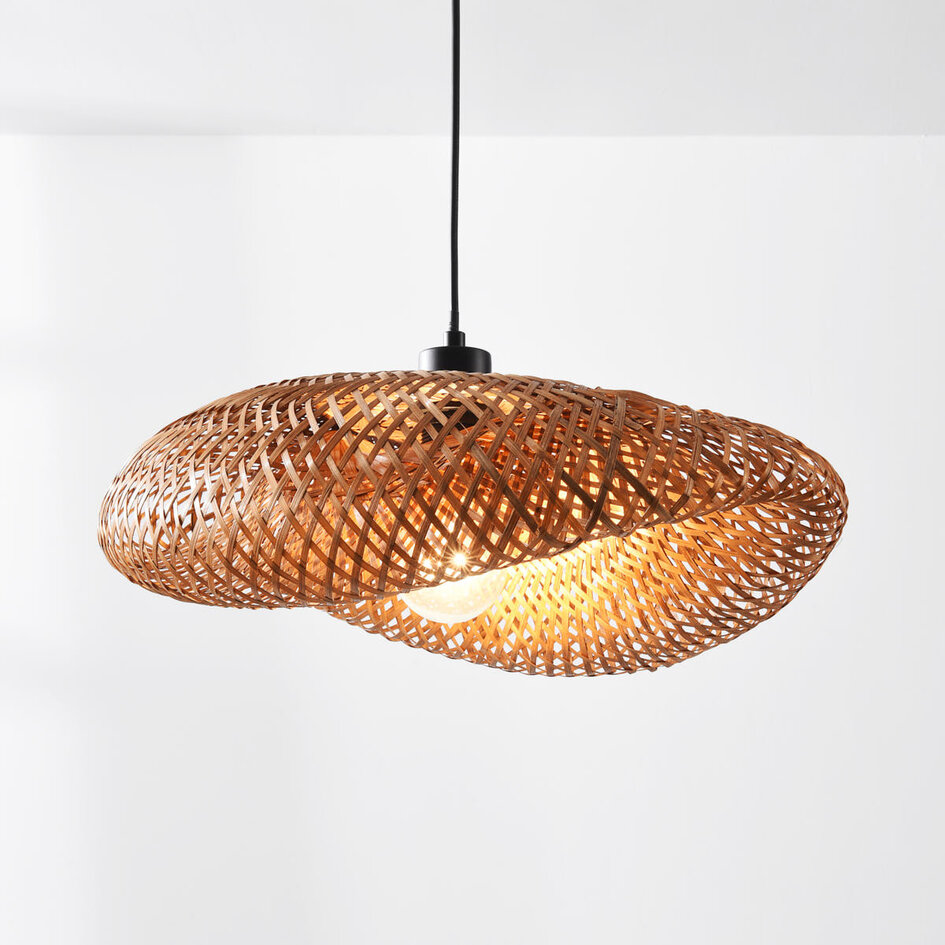 Bamboe hanglamp Texta met handgevlochten kap Ø50 cm