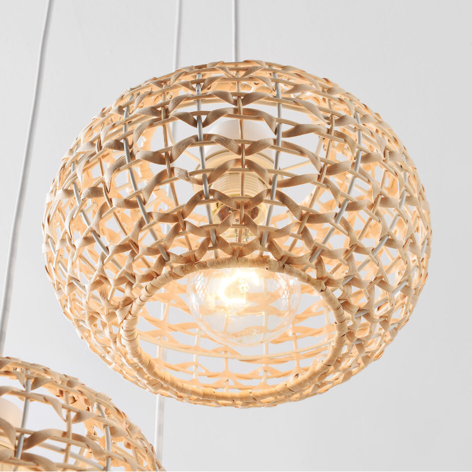3-lichts rotan hanglamp Canaba met gevlochten design