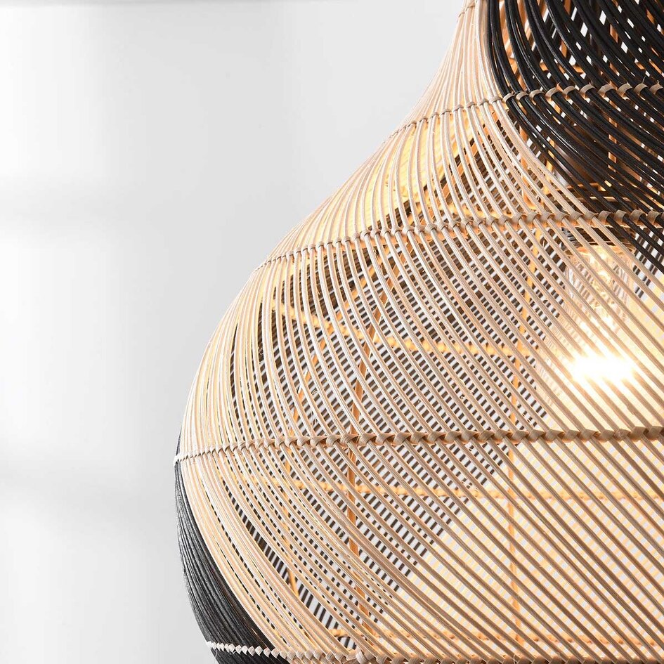 Design rotan hanglamp Scapa - zwart met naturel