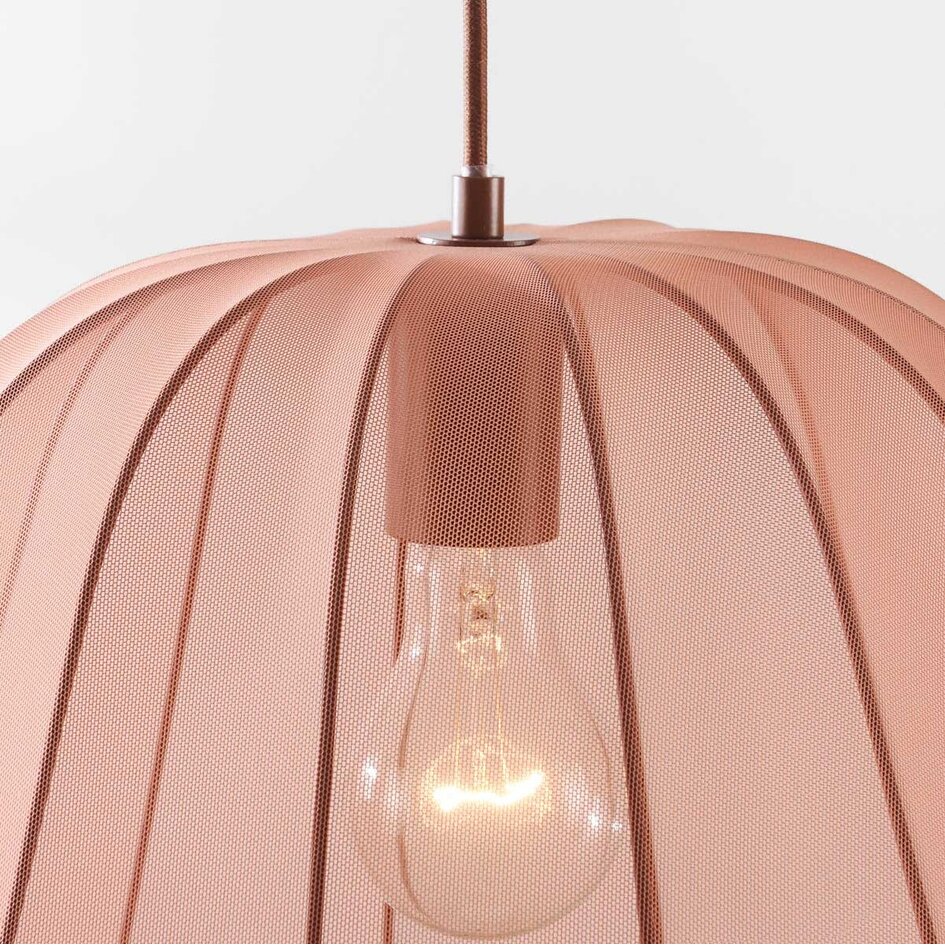 Japandi hanglamp Brunel met terra roze stoffen kap