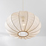 Japandi hanglamp Ecruva met ronde kap van stof Ø50 cm - warm beige met roze ondertoon
