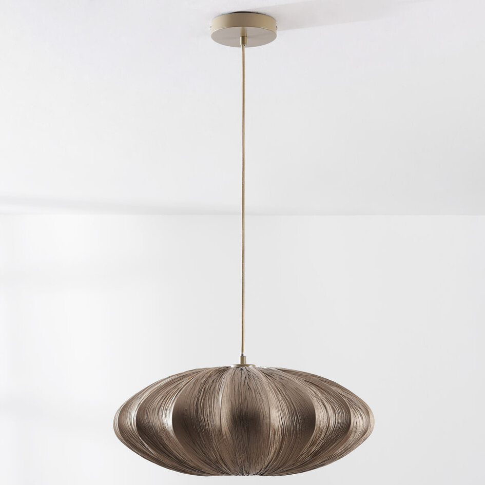 Design hanglamp Creora – Japandi stijl in warmbruine stof