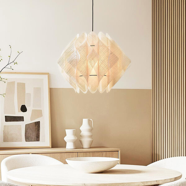 Japandi hanglamp Ruskea – zwart met naturel linnen