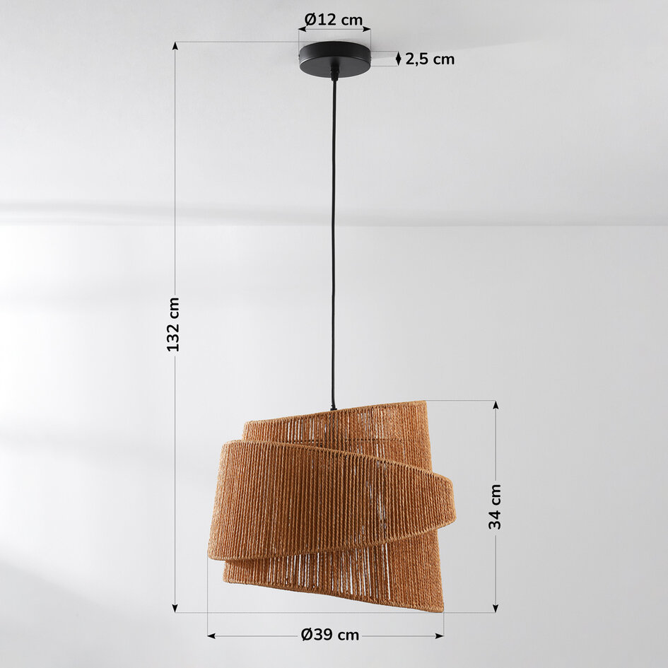 Hanglamp Arumo van natuurlijk gevlochten papier in spiraalvorm