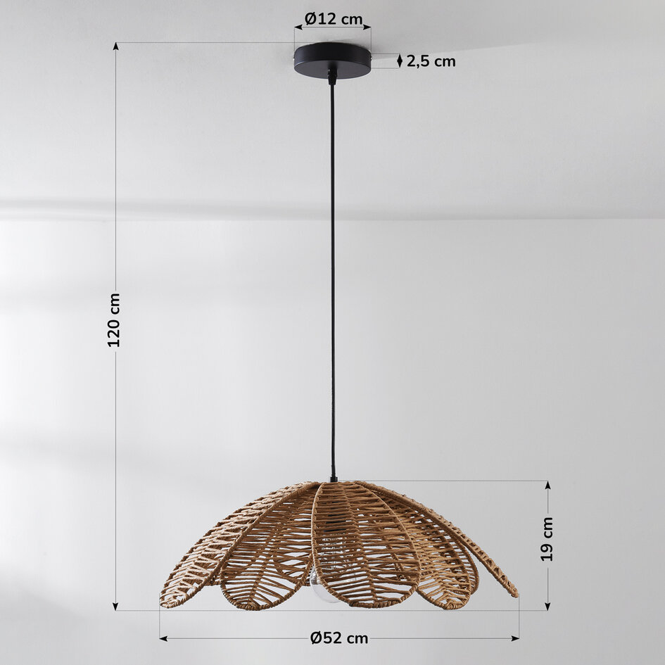 Boho hanglamp Tawi met open kap - khaki