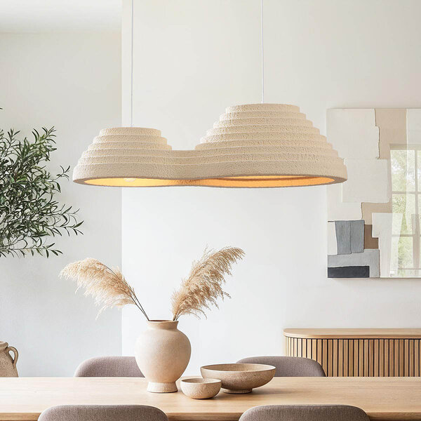 Wabi Sabi hanglamp Jumo met 2 lichtpunten 80 x 20 cm - zandbeige