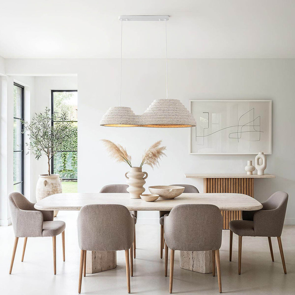 Wabi Sabi hanglamp Jumo met 2 lichtpunten 80 x 20 cm - terrazzo beige