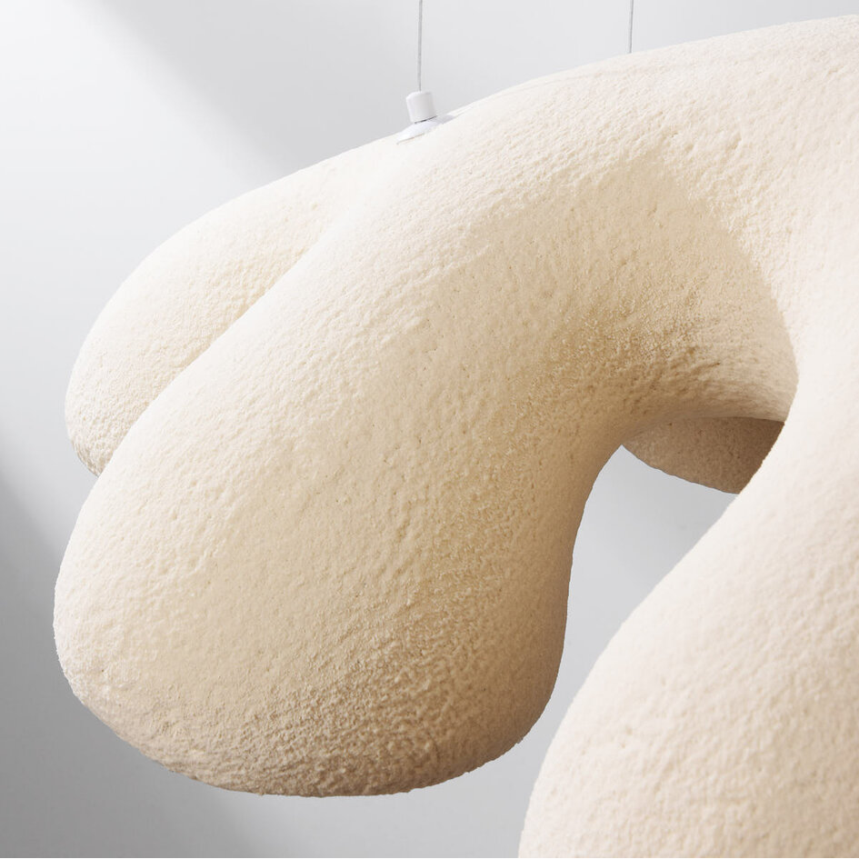 Moderne Wabi Sabi 7-lichts hanglamp Tsuyu 108 x 30 cm - zandbeige